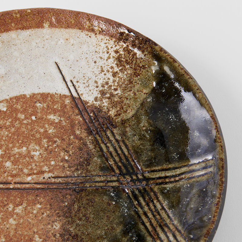 Premium Dinner Plate – Brown Brick Zen Brush Glaze 24.3cm