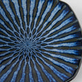 Premium Square Plate – Dark Blue Indigo Drip Glaze 18cm
