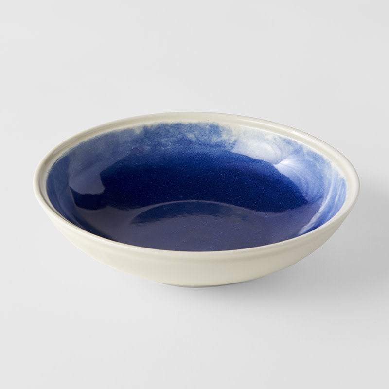Premium 21cm Ocean Blue Glaze Ceramic Pasta Bowl 600ml Dishwasher Microwave Safe