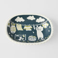 Premium Oval Bowl – Blue Cat Clothes Design 22.8cm