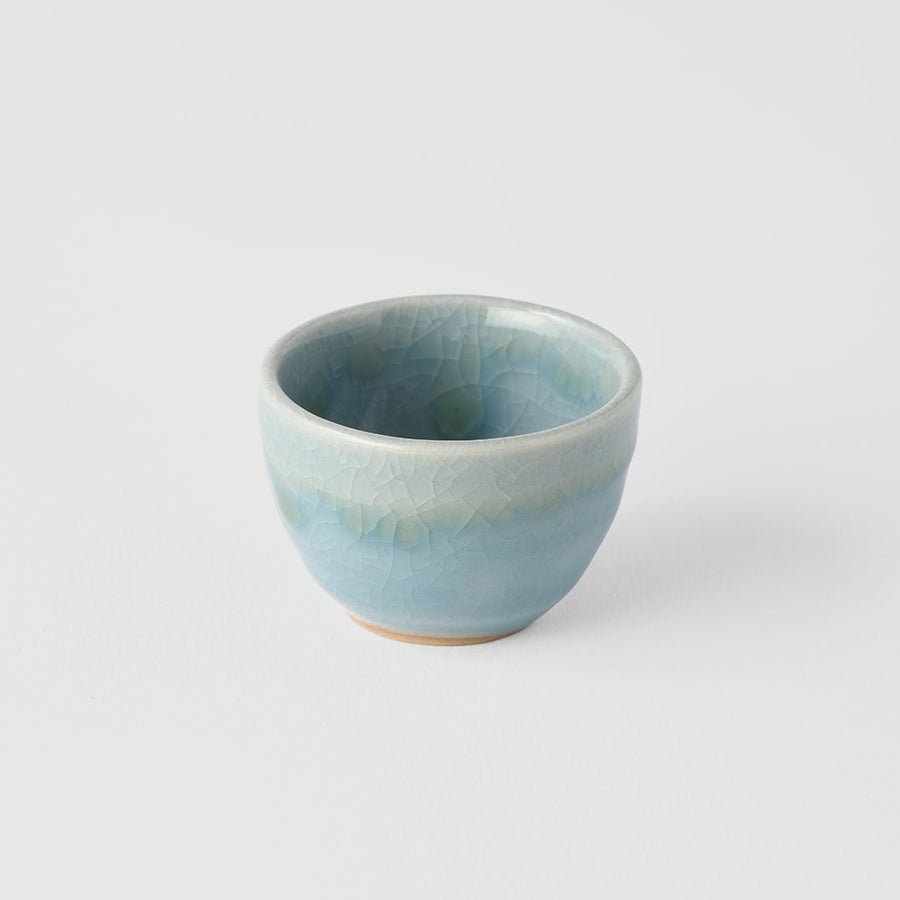 Premium 30ml Crazed Blue Glaze Ceramic Sake Cup Dishwasher Safe