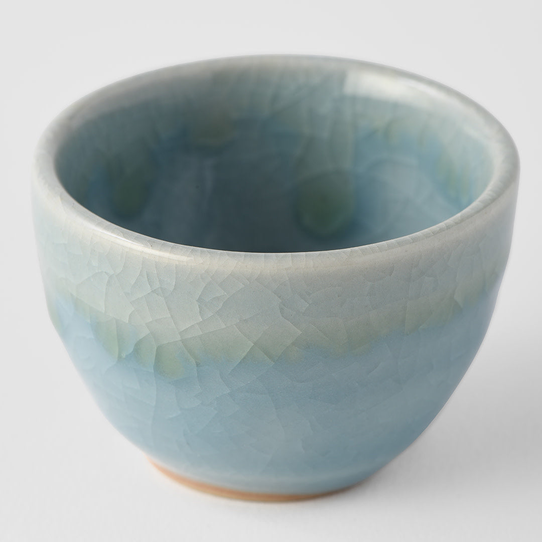 Premium 30ml Crazed Blue Glaze Ceramic Sake Cup Dishwasher Safe