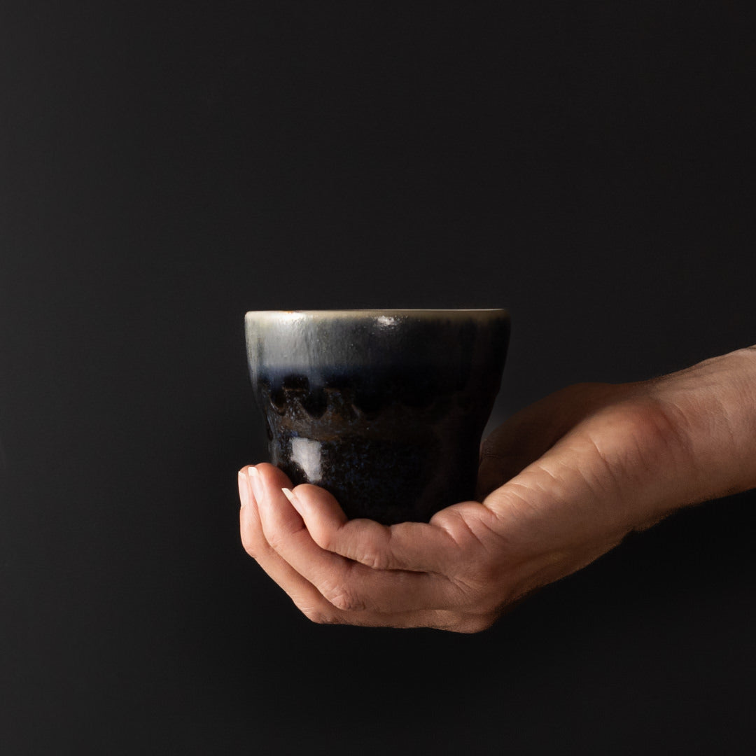 Premium 280ml Dark Indigo Glaze Yunomi Mug Japanese Ceramic Tea Cup