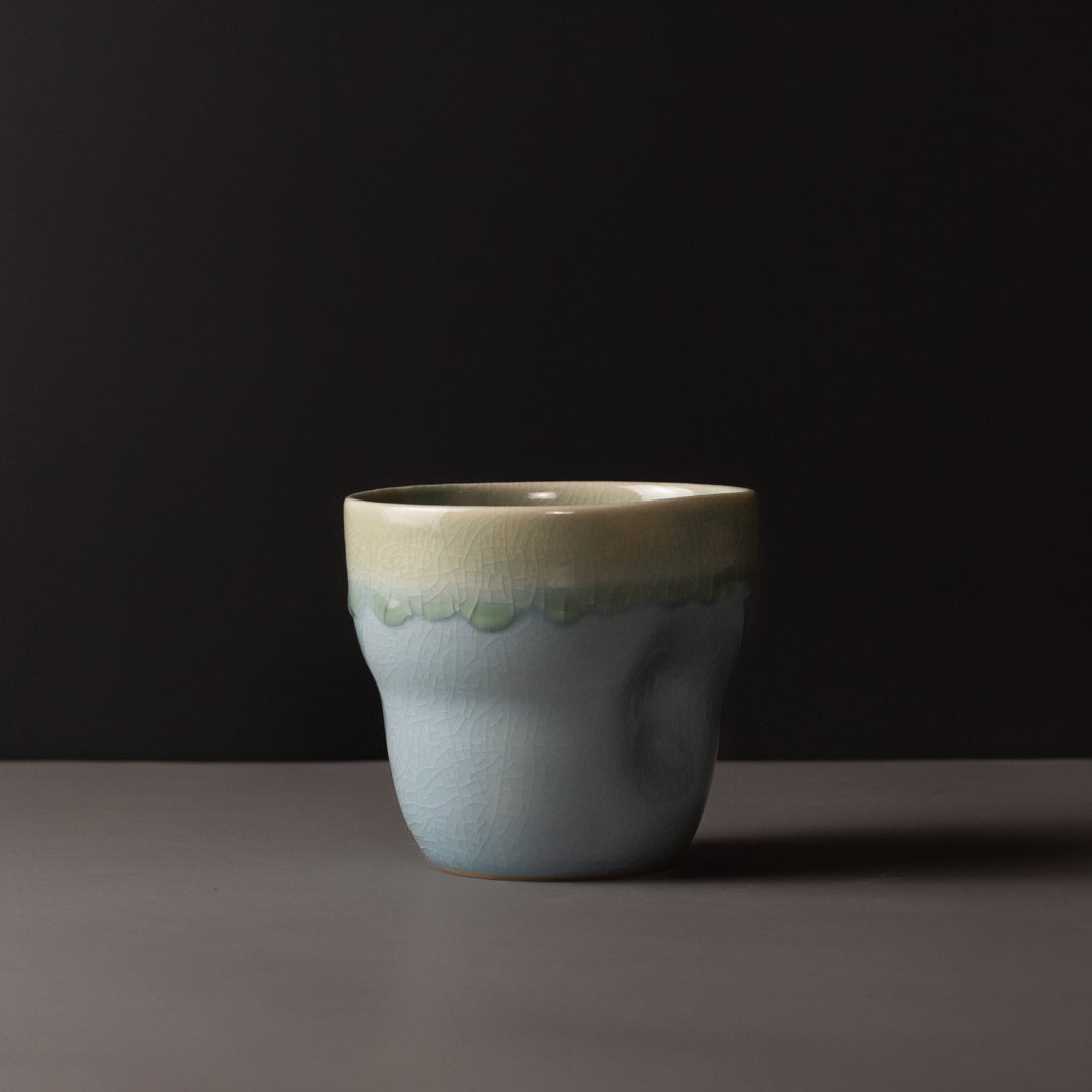 Premium 280ml Crazed Blue Glaze Yunomi Mug Japanese Ceramic Tea Cup