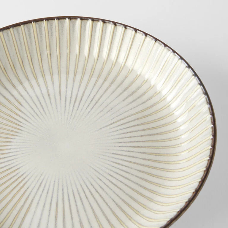 Premium 22.5cm White Sendan Glaze High Rim Ceramic Plate Dishwasher Microwave Safe