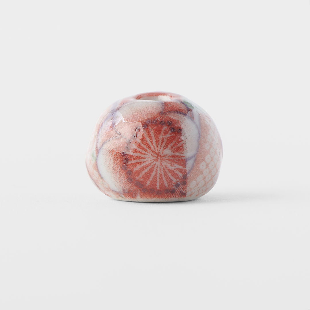 Red Chiyogami Ceramic Incense Stand 2.3cm Compact Japanese Style Holder