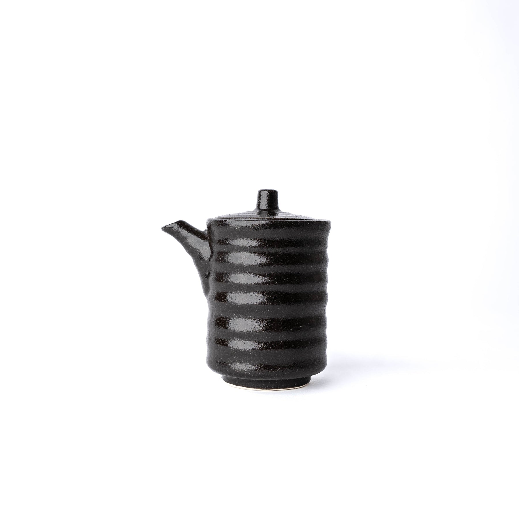 Premium Ribbed Soy Pot – Black 170ml