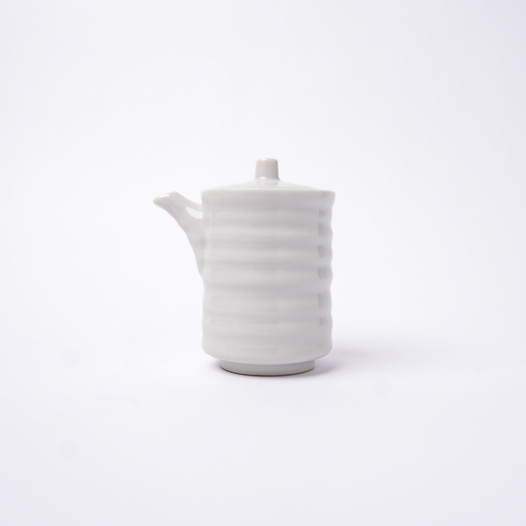 Premium Ribbed Soy Pot – White Glaze 170ml
