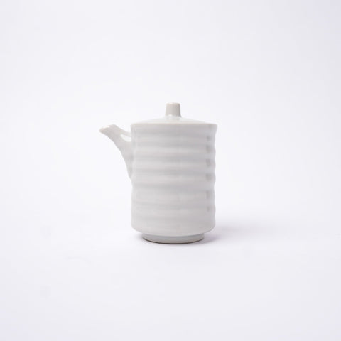 Premium Ribbed Soy Pot – White Glaze 170ml