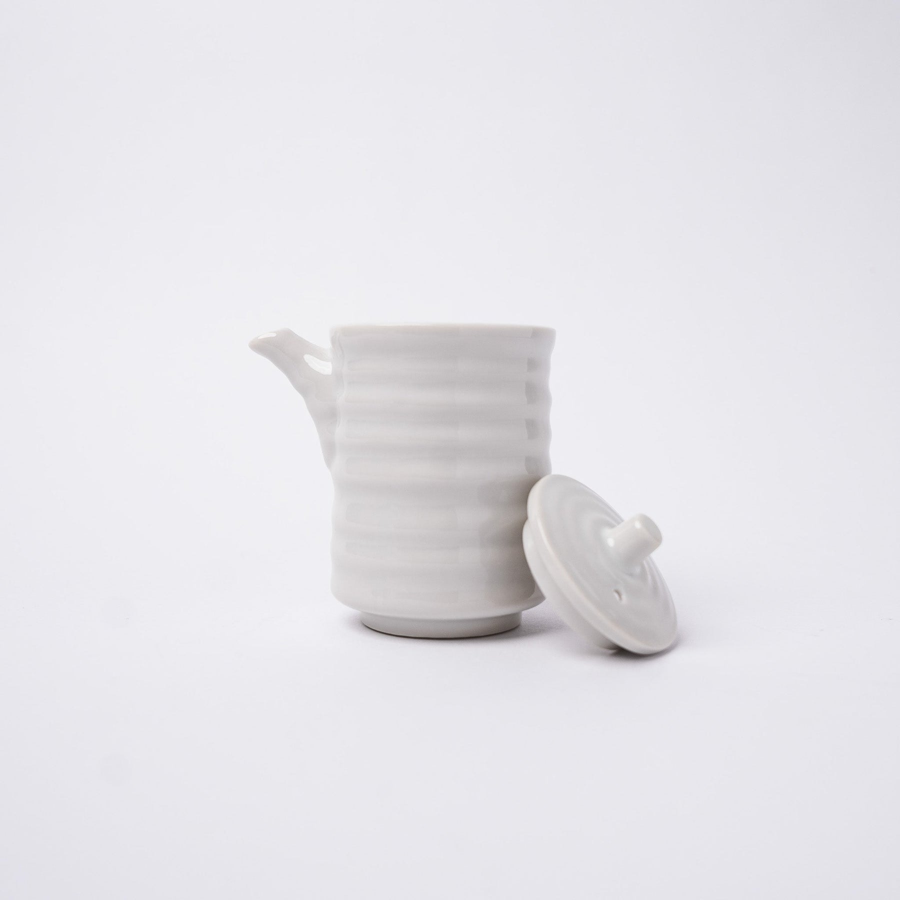Premium Ribbed Soy Pot – White Glaze 170ml