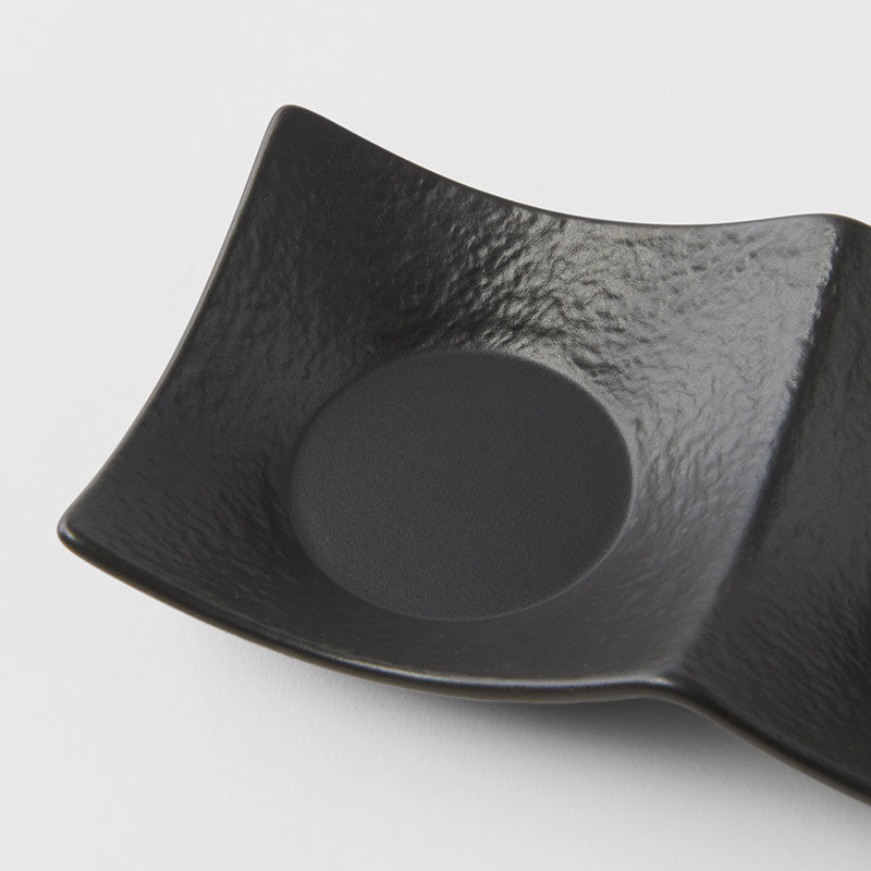 Premium 44ml Matt Black Glaze Two Section Ceramic Sauce Dish Dishwasher Microwave Safe