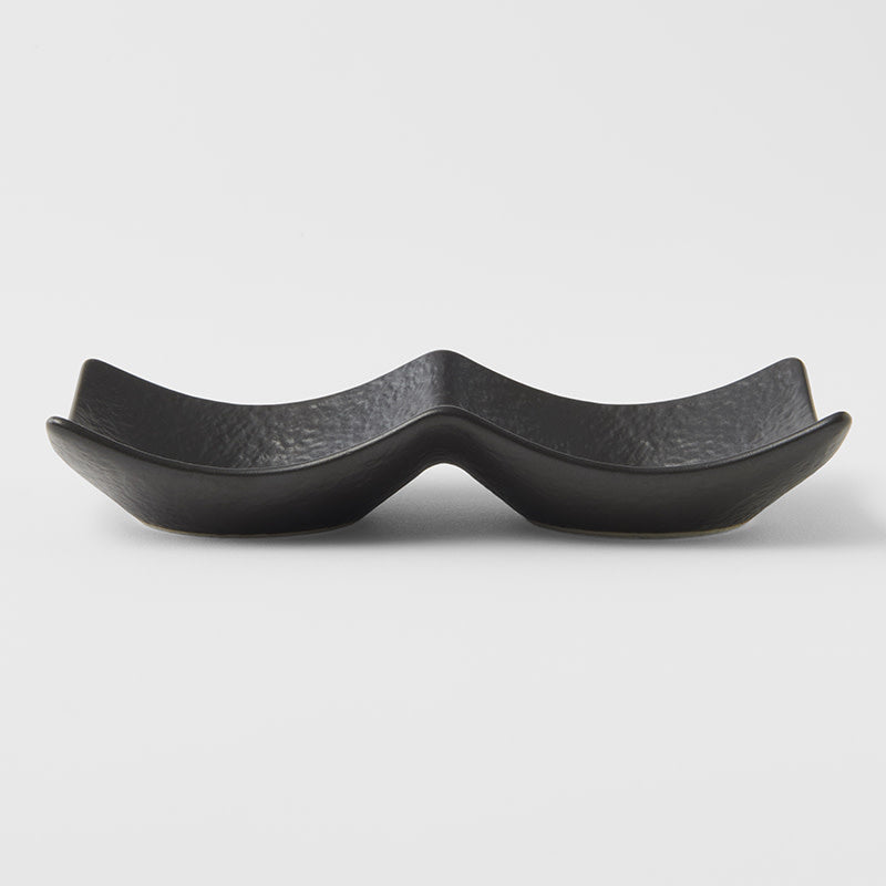 Premium 44ml Matt Black Glaze Two Section Ceramic Sauce Dish Dishwasher Microwave Safe