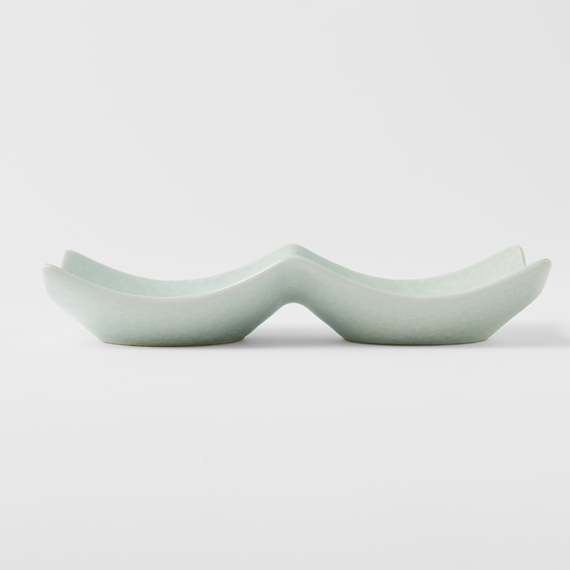 Premium Ceramic Two Section Sauce Dish – Light Green Spearmint Glaze 44ml