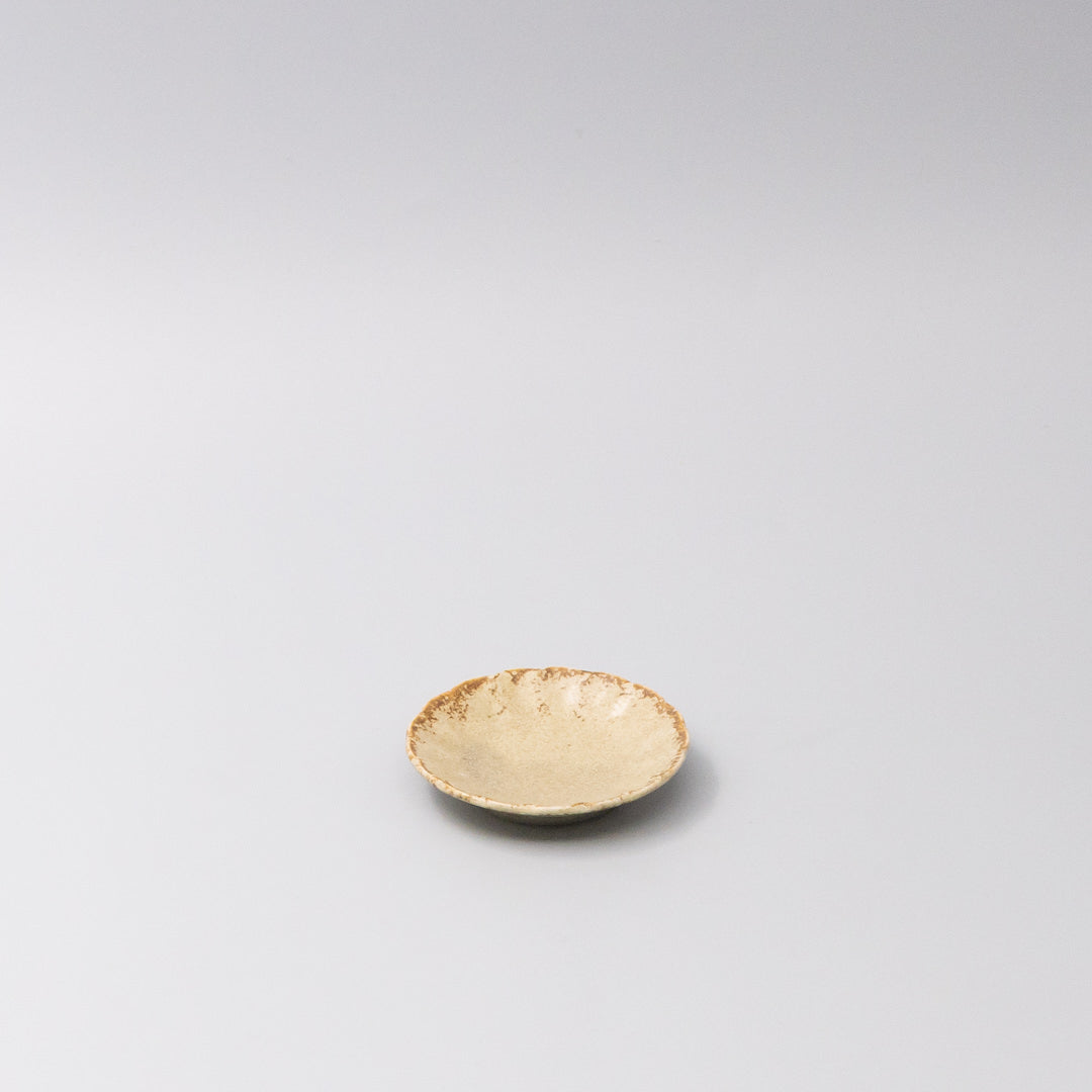 Premium 8.2cm Scallop Sand Fade Glaze Ceramic Sauce Dish Dishwasher Microwave Safe