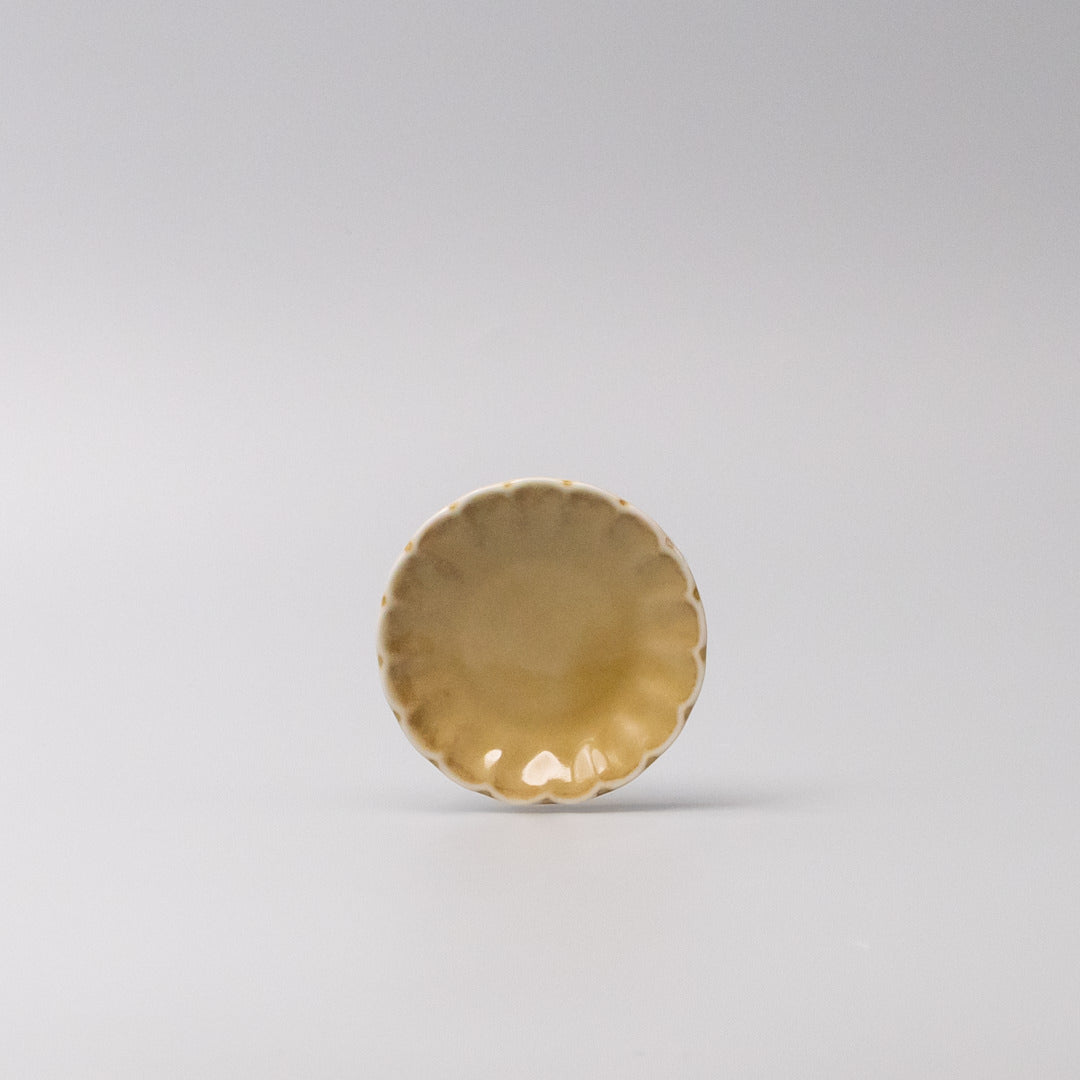 Premium Scallop Sauce Dish – Saffron Gloss Glaze 8cm