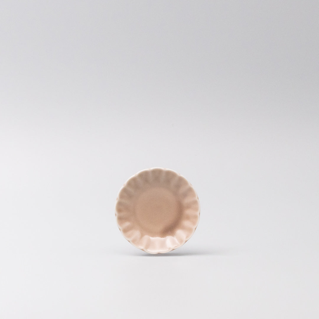 Premium Ceramic Scallop Sauce Dish – Blush Gloss Glaze 8.2cm