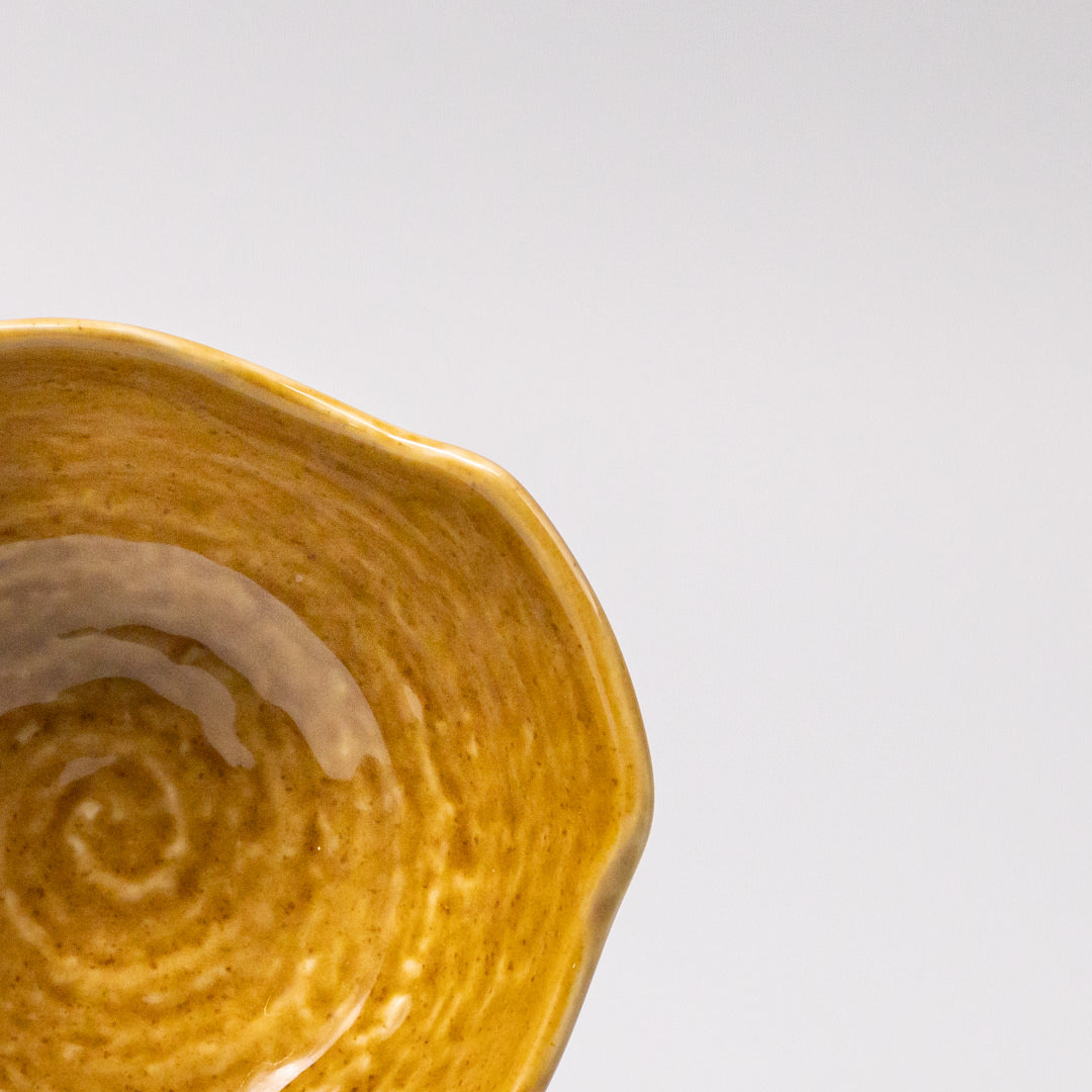 Premium Ceramic Bowl with Handle – Saffron Gloss Glaze 13 x 12.8cm