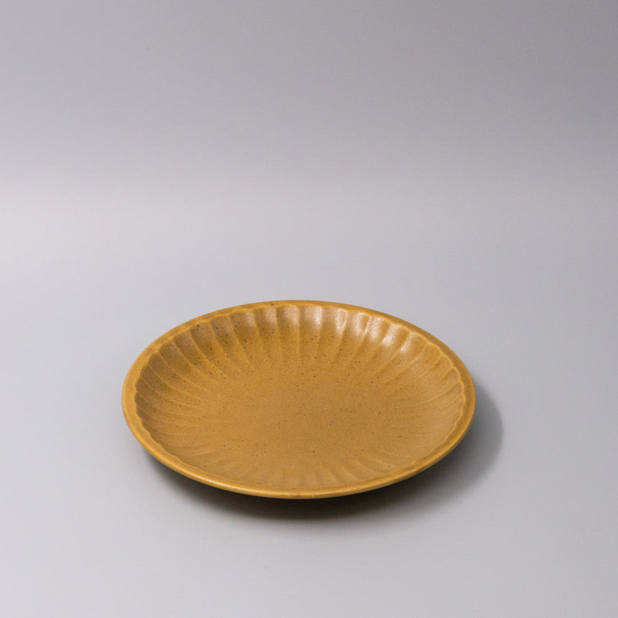 Premium 21.5cm Sunburst Turmeric Glaze Ceramic Plate Dishwasher Microwave Safe