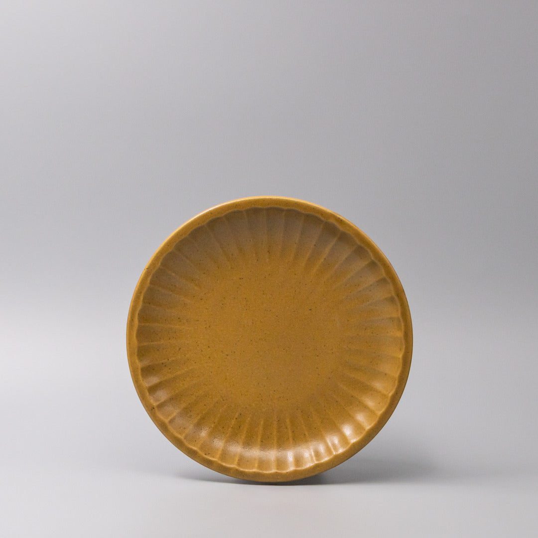 Premium 21.5cm Sunburst Turmeric Glaze Ceramic Plate Dishwasher Microwave Safe