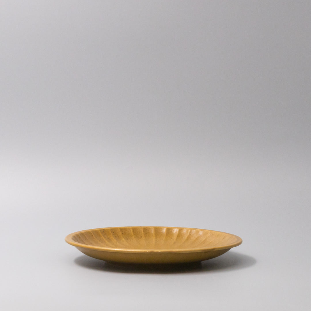 Premium 21.5cm Sunburst Turmeric Glaze Ceramic Plate Dishwasher Microwave Safe