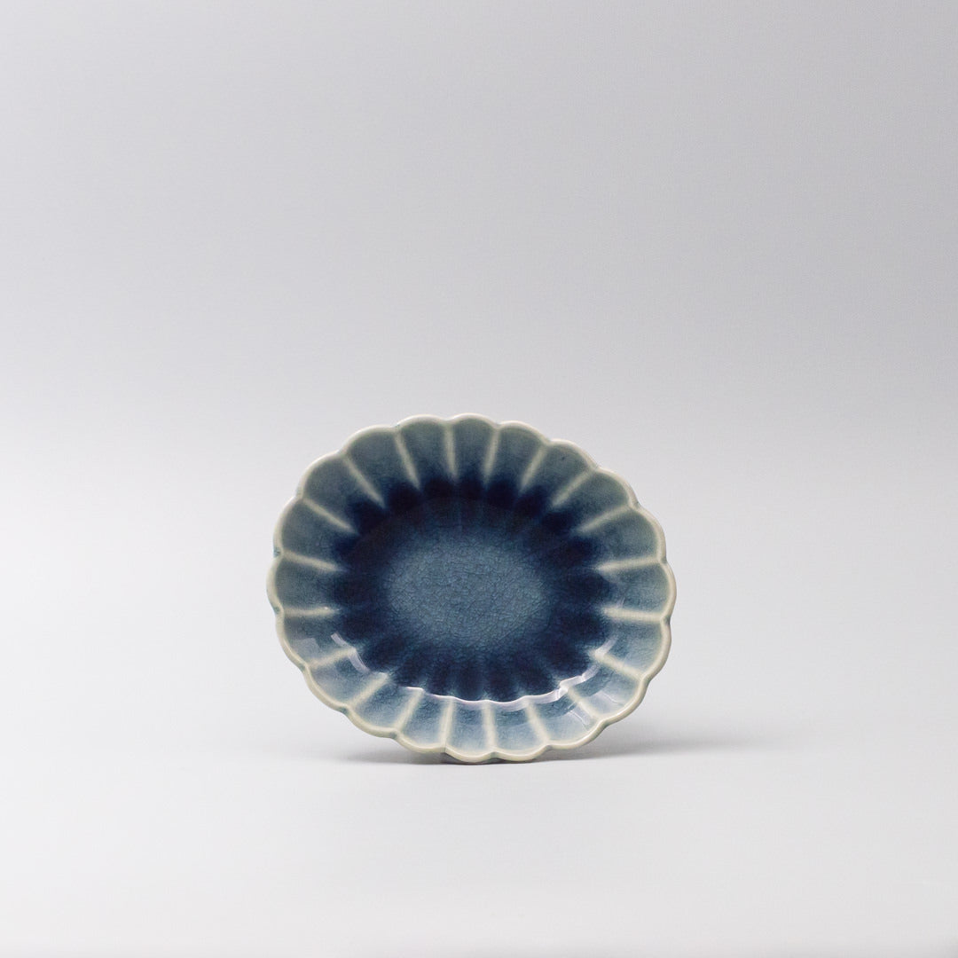 Premium Ceramic Oval Bowl – Sapphire Blue Amane Sapphire Glaze 16cm