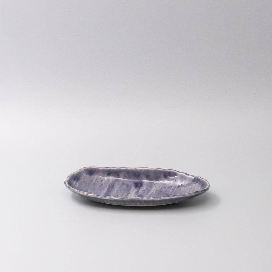 Premium Ceramic Sushi Plate – Purple Crackle Amethyst Glaze 21.2 x 10cm
