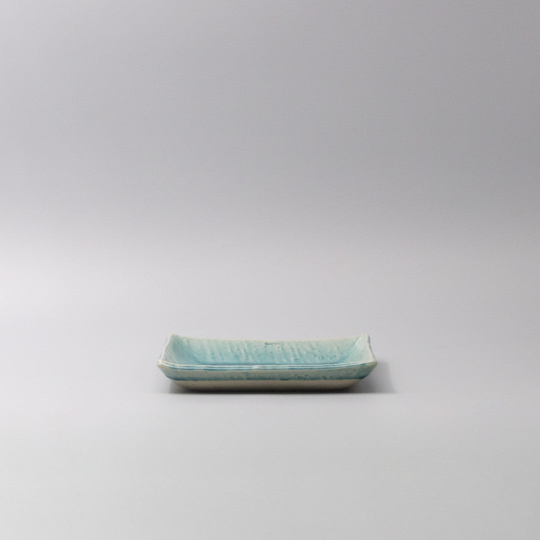 Premium Ceramic Square Plate – Crackle Turquoise Glaze 17cm