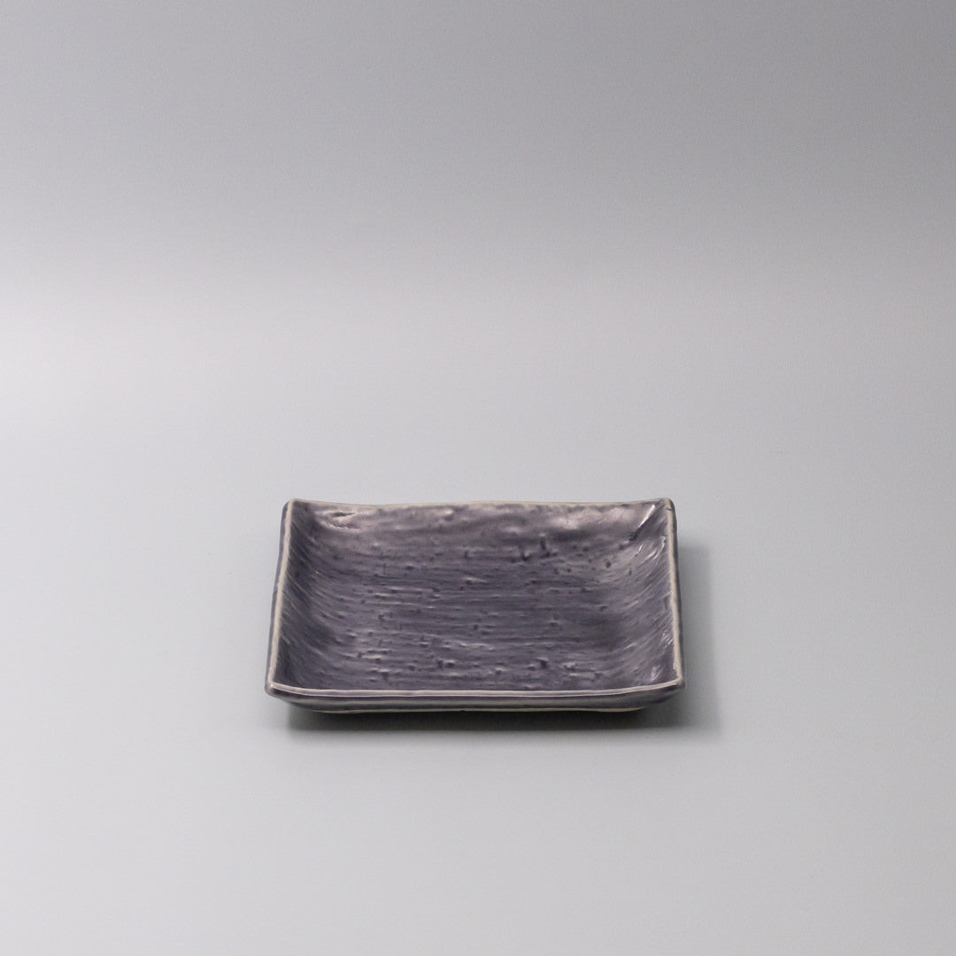 Premium Ceramic Square Plate – Purple Crackle Amethyst Glaze 17cm