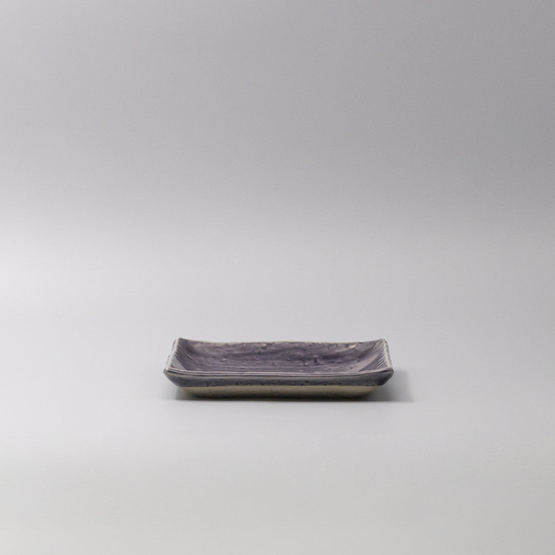 Premium Ceramic Square Plate – Purple Crackle Amethyst Glaze 17cm