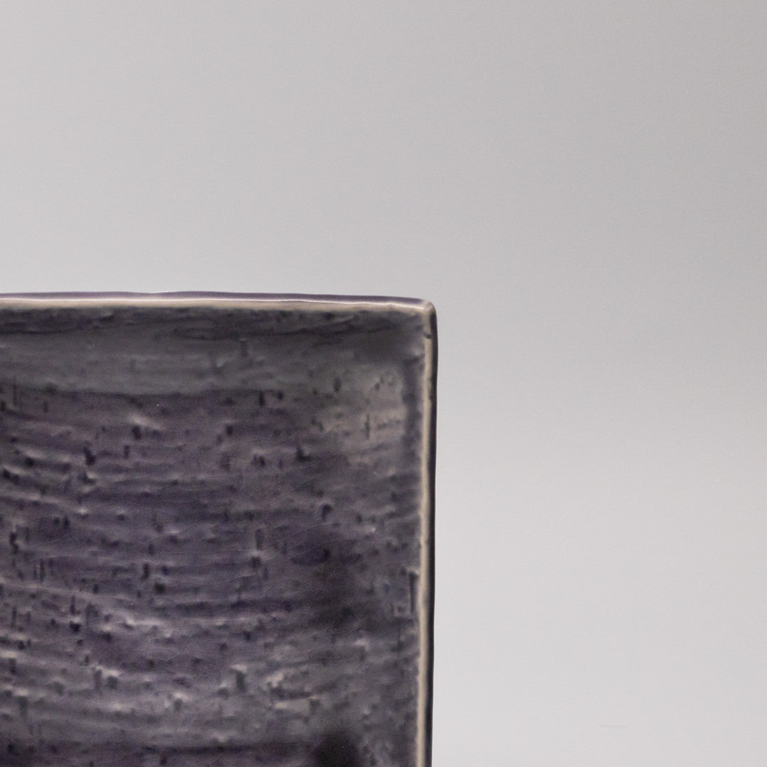 Premium Ceramic Square Plate – Purple Crackle Amethyst Glaze 17cm
