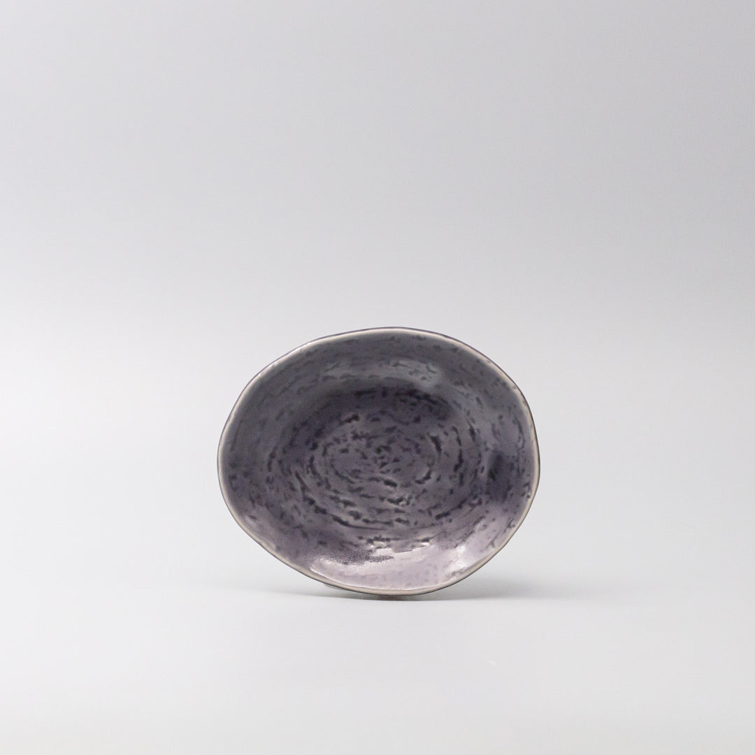 Premium Ceramic Oval Plate – Purple Crackle Amethyst Glaze 15 x 12.7cm