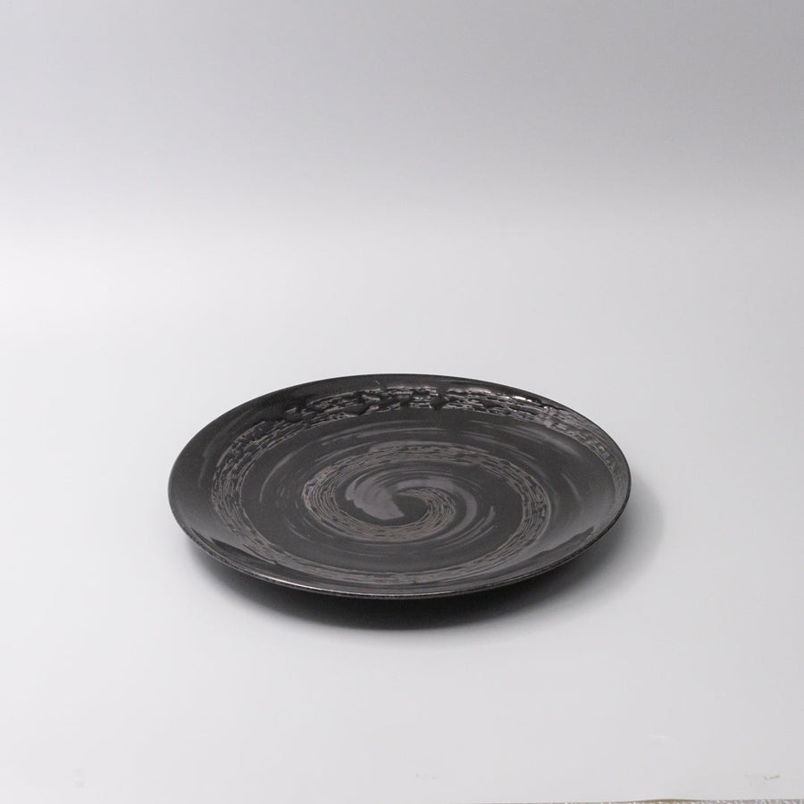 Premium 28cm Gunmetal Swirl Glaze Ceramic Dinner Plate Dishwasher Microwave Safe