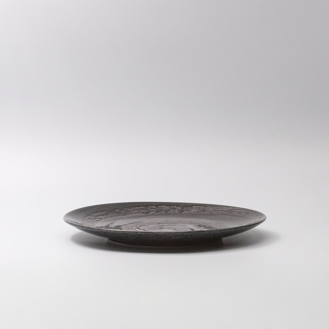 Premium 28cm Gunmetal Swirl Glaze Ceramic Dinner Plate Dishwasher Microwave Safe