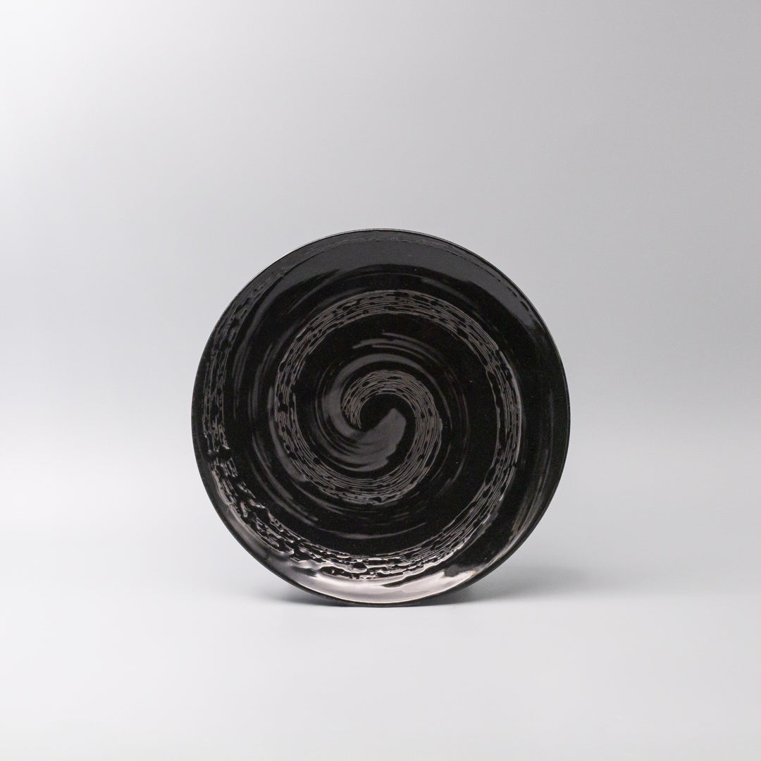 Premium 28cm Gunmetal Swirl Glaze Ceramic Dinner Plate Dishwasher Microwave Safe
