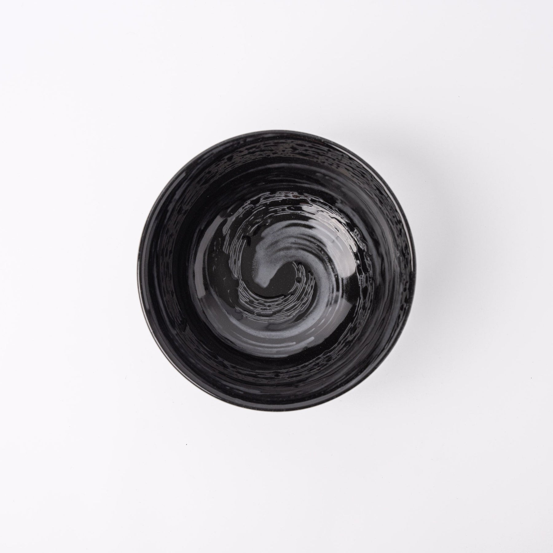 Premium Fluted Udon Bowl – Black Gunmetal Swirl Glaze 19.5cm
