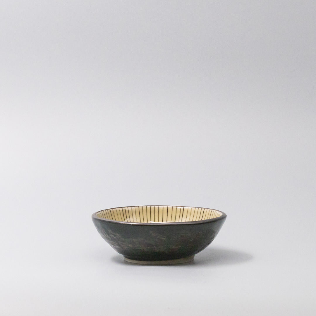 Premium Ceramic Bowl – Green Converging Line Glaze 13cm, 200ml