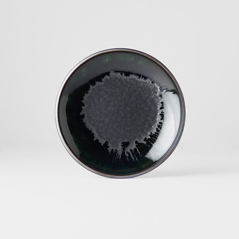 Premium 19.5cm Matt and Shiny Black Glaze Ceramic Side Plate Dishwasher Microwave Safe