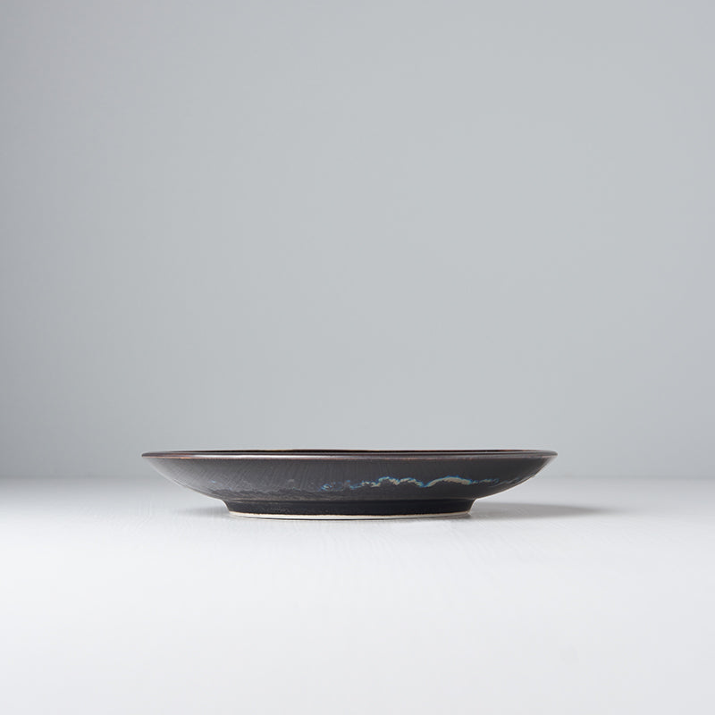 Premium 19.5cm Matt and Shiny Black Glaze Ceramic Side Plate Dishwasher Microwave Safe
