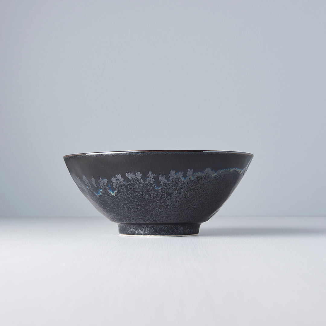 Premium Ceramic Udon Bowl – Black Matt & Shiny Glaze 800ml