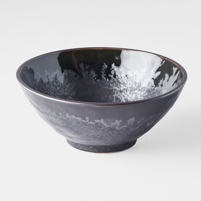 Premium Ceramic Udon Bowl – Black Matt & Shiny Glaze 800ml