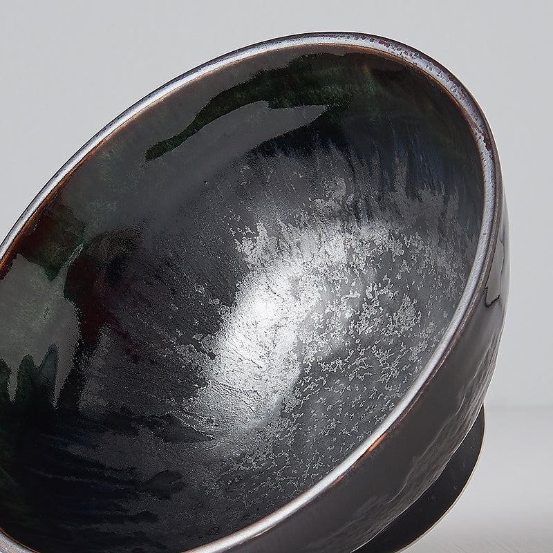Premium Ceramic Bowl – Black Matt & Shiny Glaze 15cm, 450ml