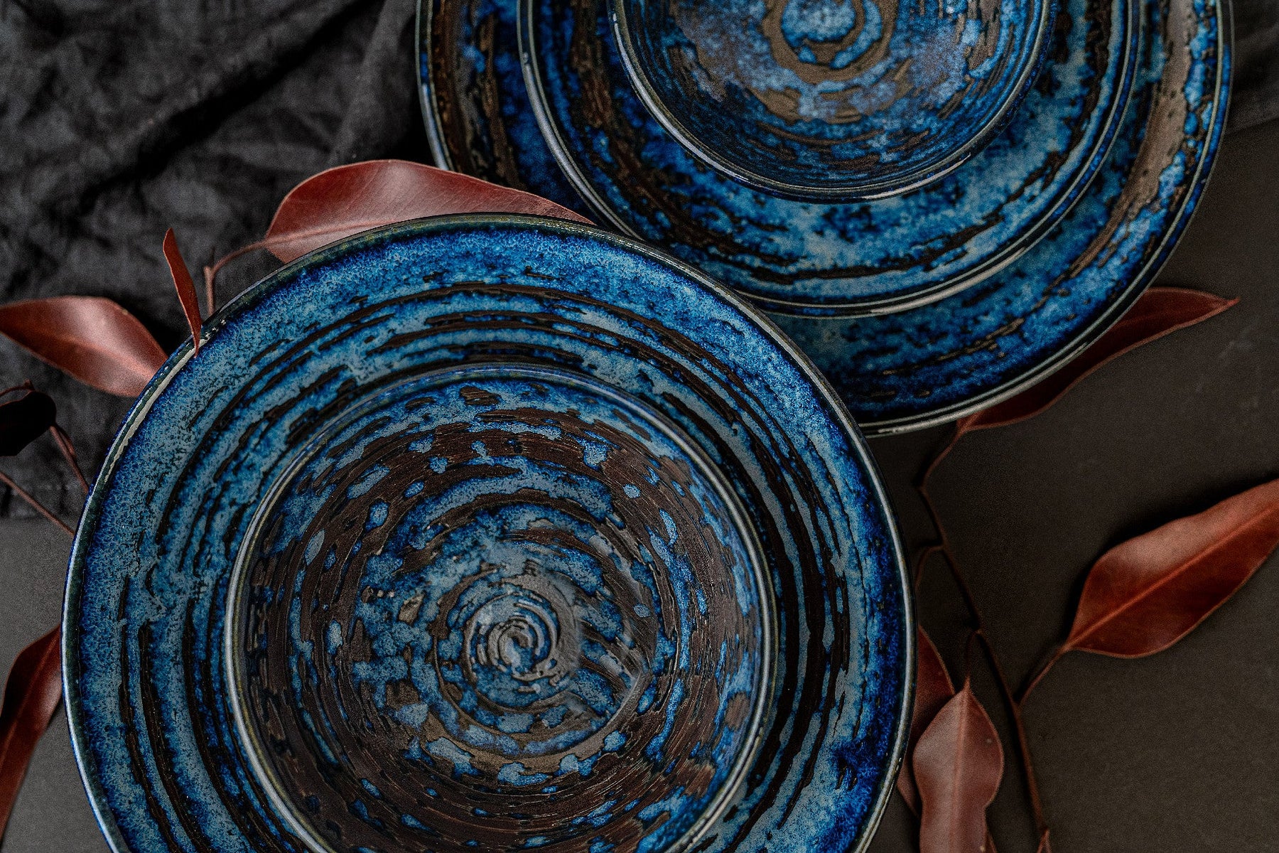 Premium 24cm Copper Swirl Glaze Ceramic Pasta Bowl 700ml Dishwasher Microwave Safe