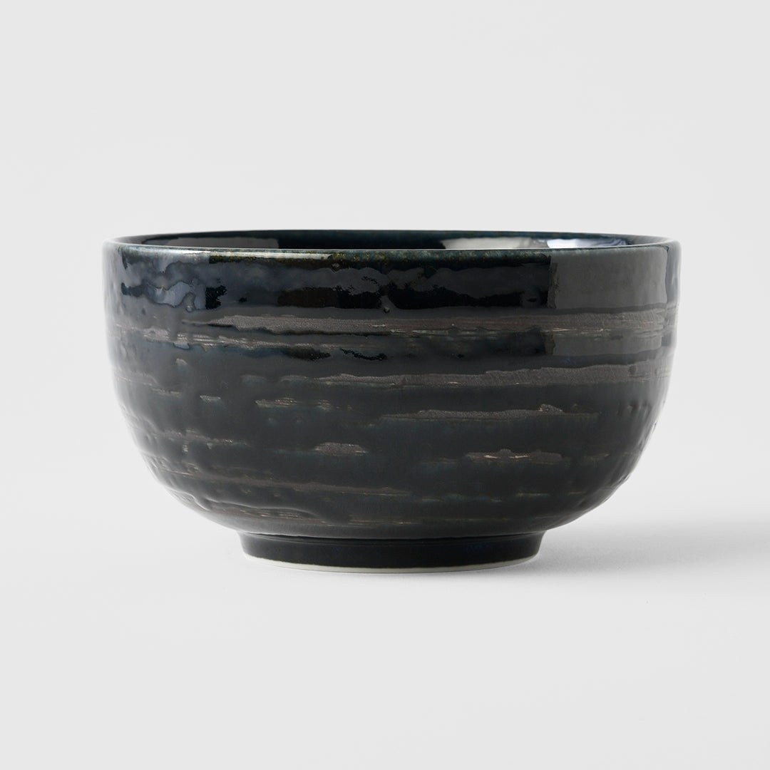 Premium Ceramic U-Shaped Bowl – Blue Copper Swirl Glaze 13cm
