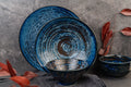 Premium Ceramic U-Shaped Bowl – Blue Copper Swirl Glaze 13cm