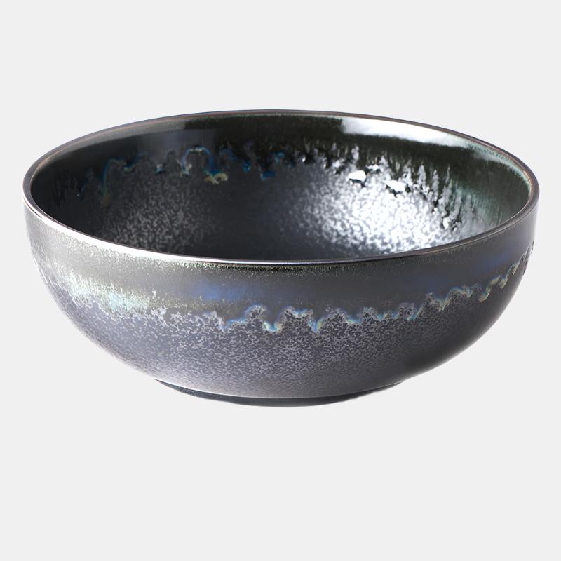 Premium Ceramic Serving Bowl – Black Matt & Shiny Glaze 1800ml