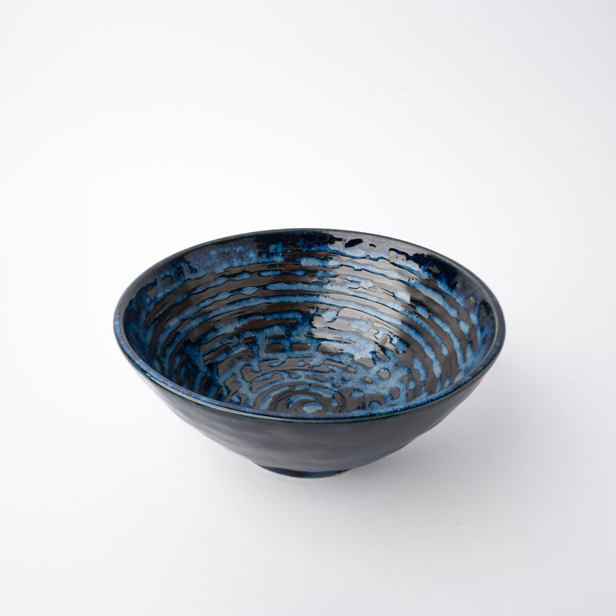 Premium Ceramic Bowl – Blue Copper Swirl Glaze 15cm