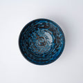 Premium Ceramic Bowl – Blue Copper Swirl Glaze 15cm