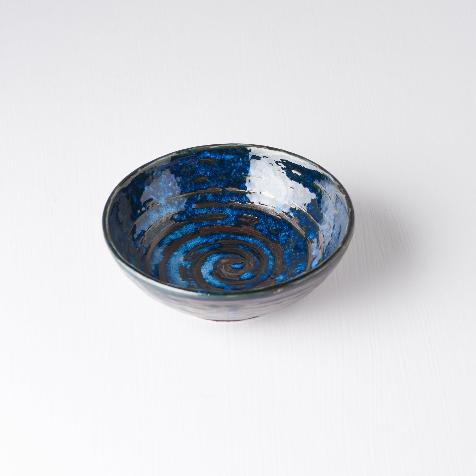 Premium Ceramic Tapas Bowl – Blue Copper Swirl Glaze 13cm