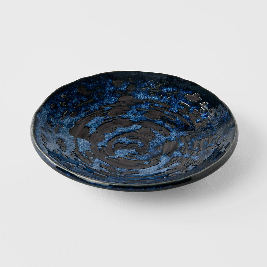 Premium Saucer – Blue Copper Swirl Glaze 13.5cm