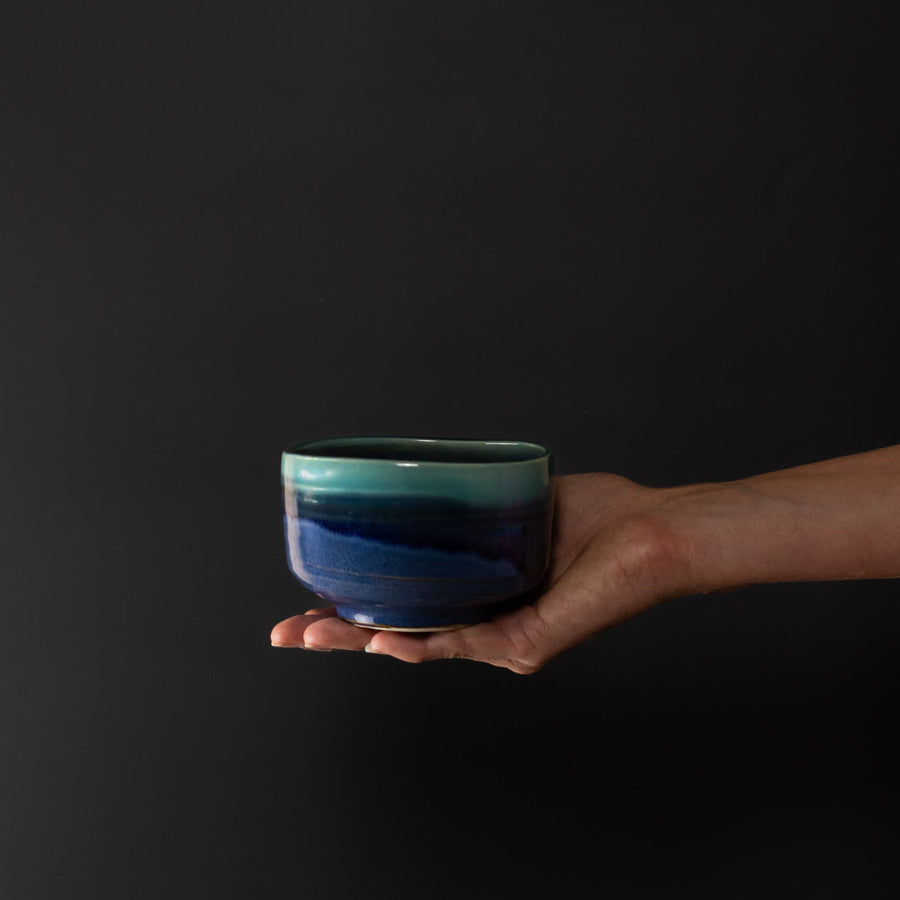 Premium 11.5cm Turquoise Drip Matcha Tea Bowl 400ml Dishwasher Microwave Safe